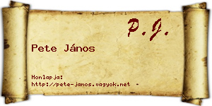 Pete János névjegykártya