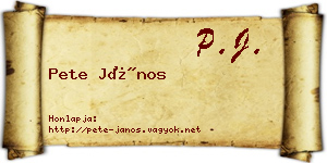 Pete János névjegykártya